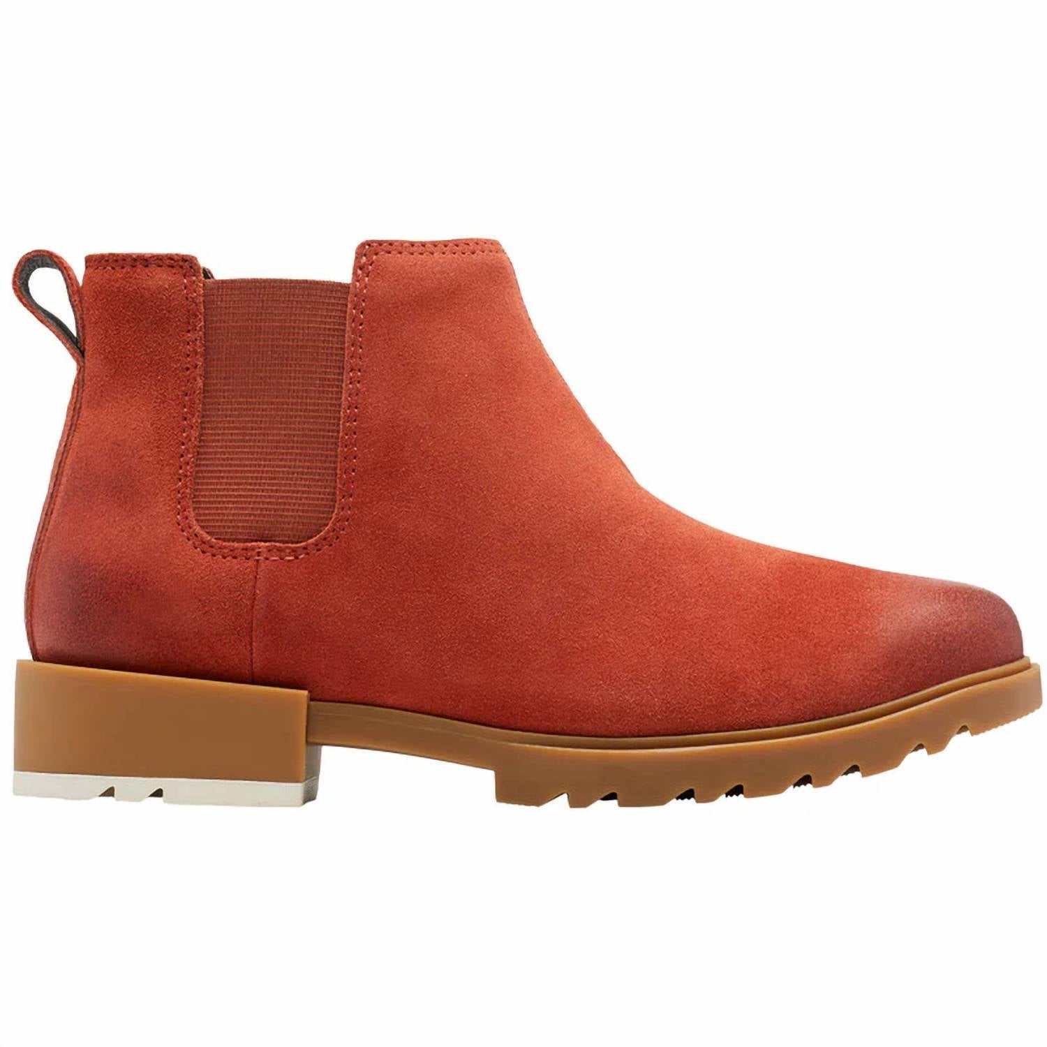 Женские челси-ботинки Emelie II в красном цвете с подошвой Gum 2 Sorel — фото 2