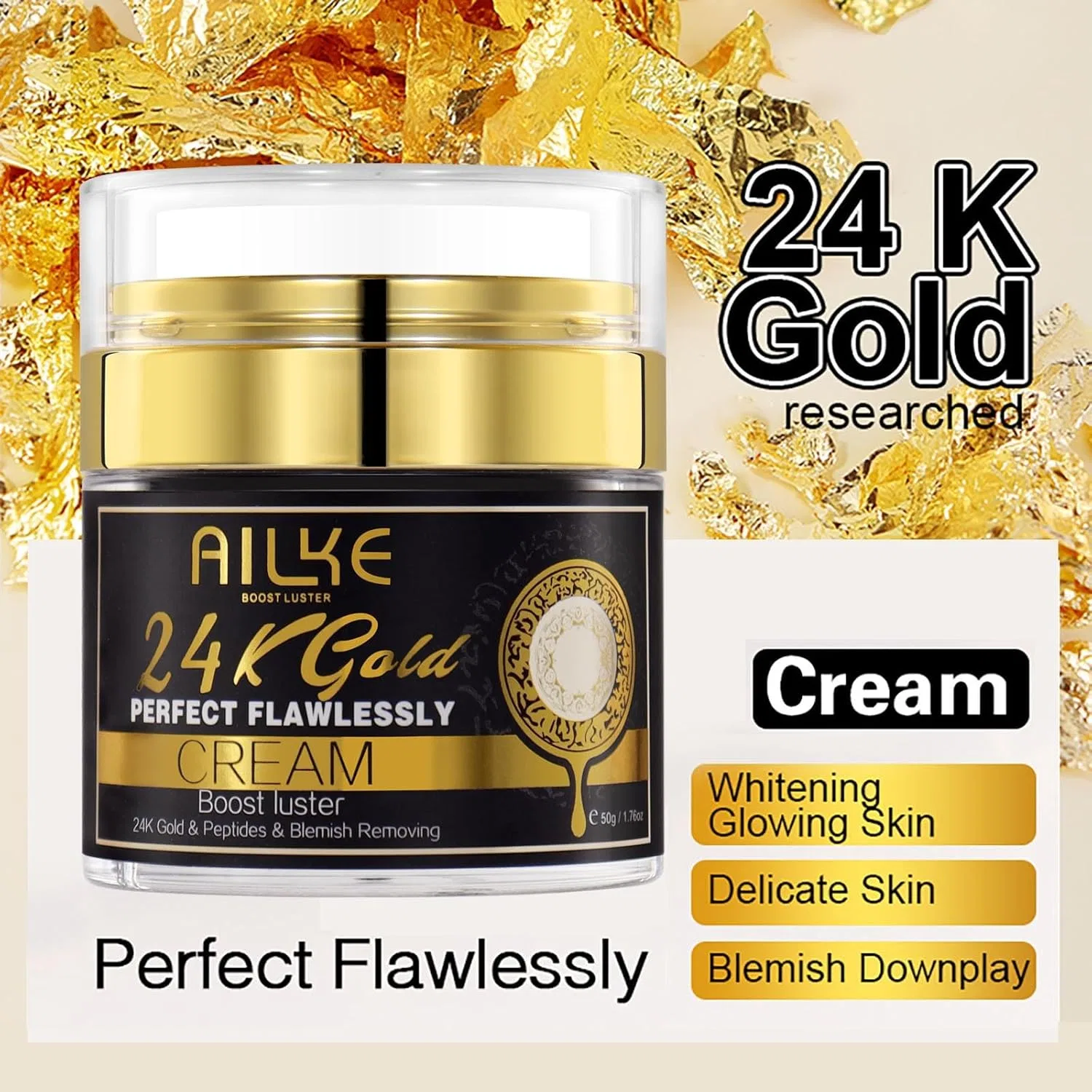 Крем для лица Ailke Boost Luster — 24K Gold Perfect Flawlessly, ‎ , Pack Of, 50 мл — фото 3