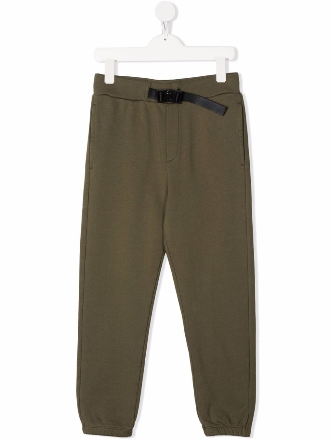 

Woolrich Kids спортивные брюки из органического хлопка с пряжкой, зеленый