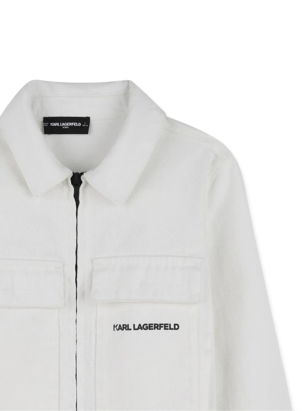 Джинсовая куртка с логотипом на кармане Karl Lagerfeld Kids, белый — фото 3