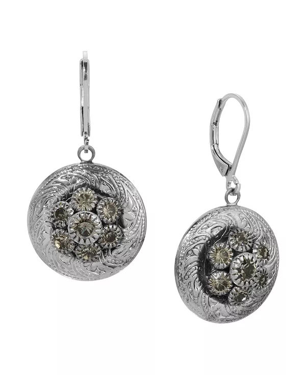 

Круглые серьги-подвески с серебристыми кристаллами 2028, black