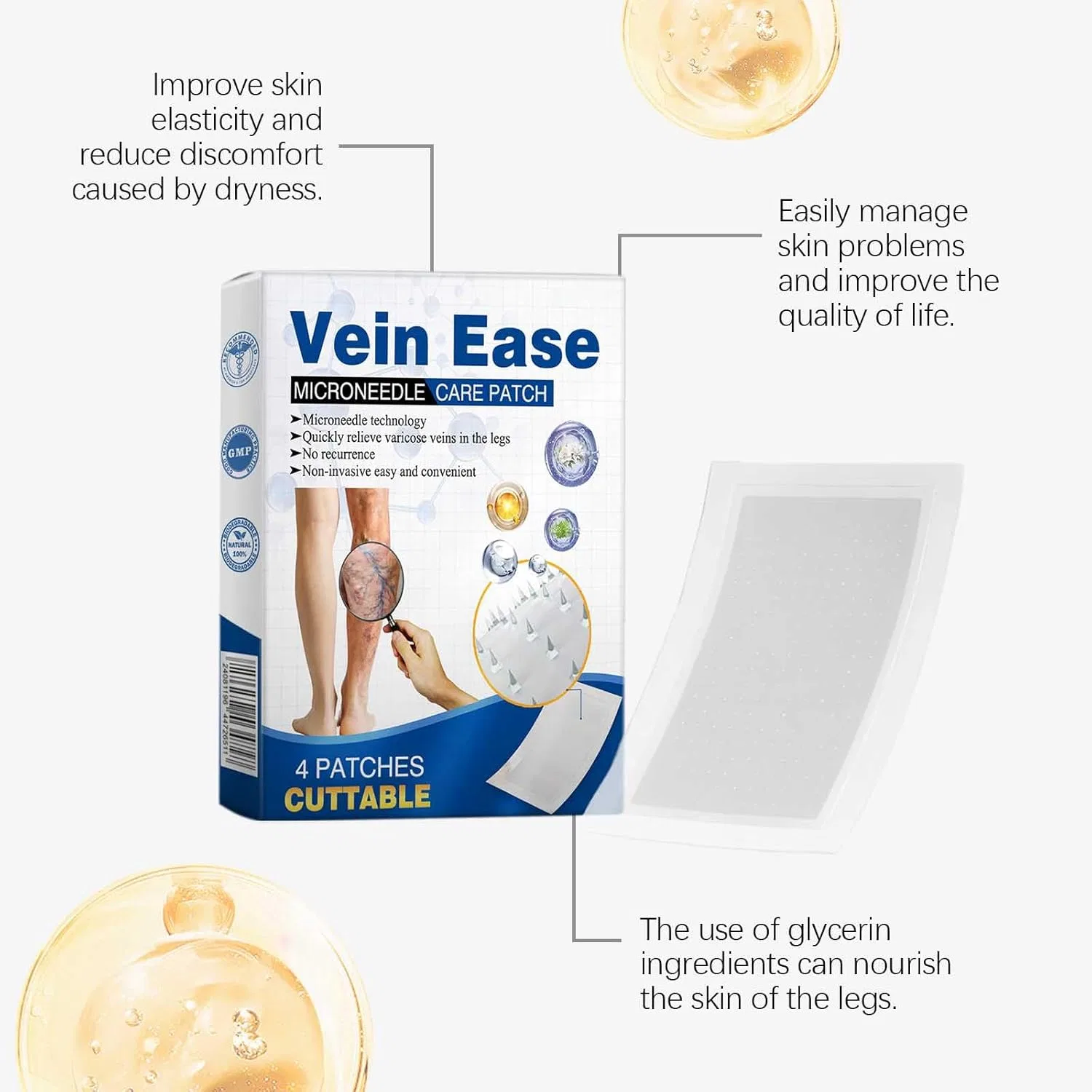 Пластыри Vein Ease Microdarts для лечения варикозного расширения вен Generic, 3Pcs — фото 4