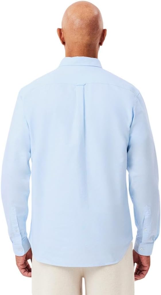 Lacoste мужская классическая оксфордская рубашка из хлопка, White/Overview — фото 3