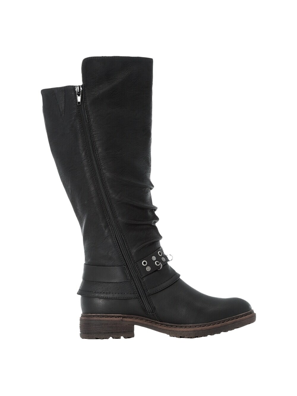 Сапоги женские Rieker высокие на каблуке, черный — фото 4