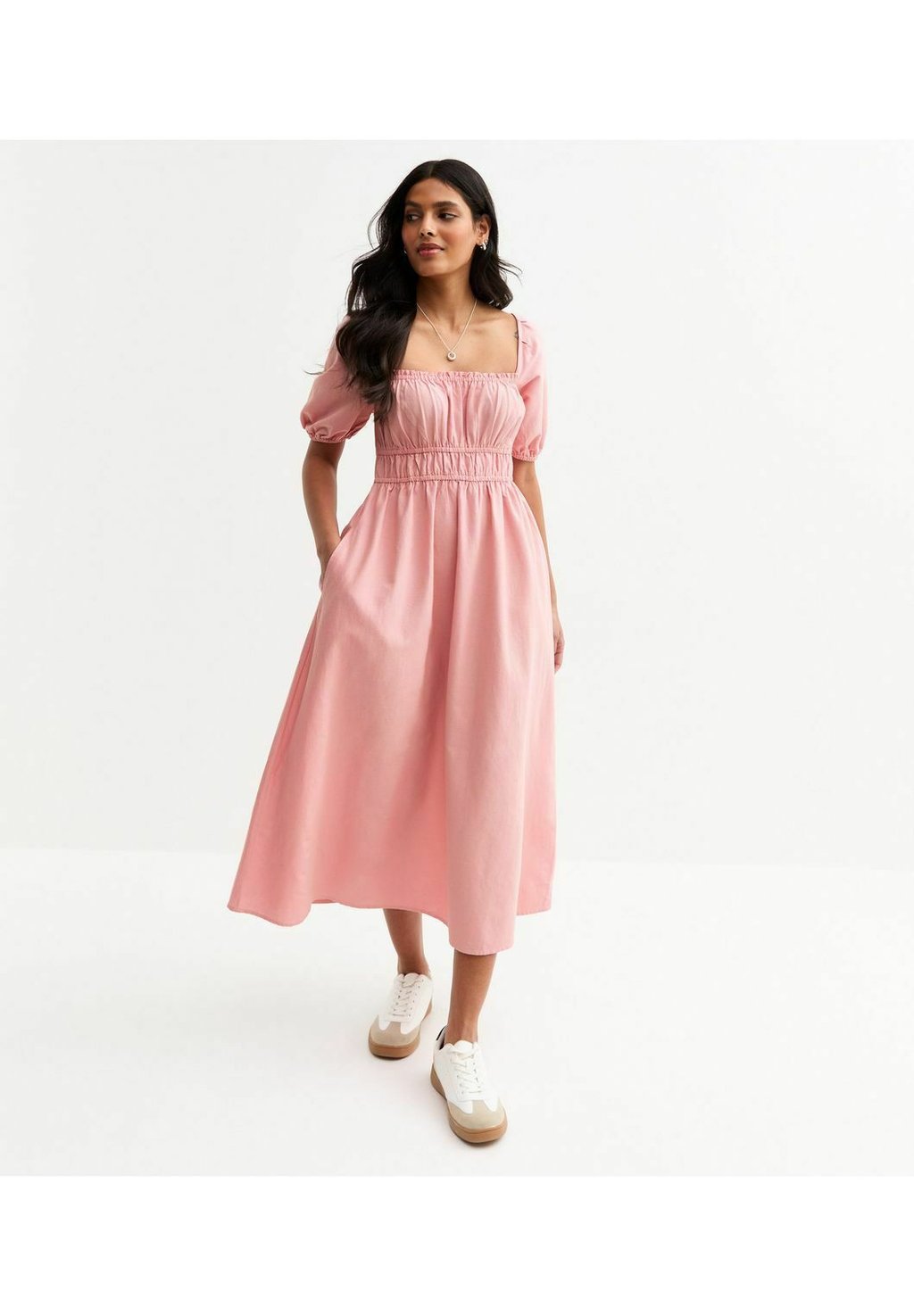

Повседневное платье PUFF SLEEVE MIDI New Look, фуксия