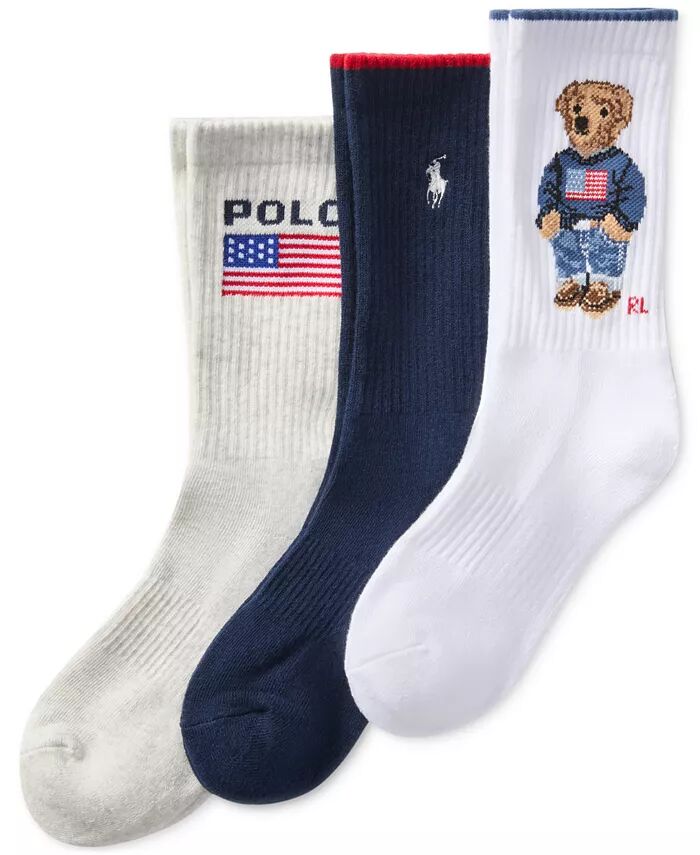 

Женские носки Core Flag Bear Crew, 3 пары Polo Ralph Lauren, белый