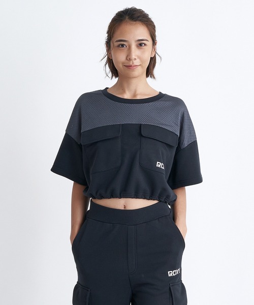 

Футболка укороченная с коротким рукавом и шнурком, быстросохнущая, Green Sprout/Roxy