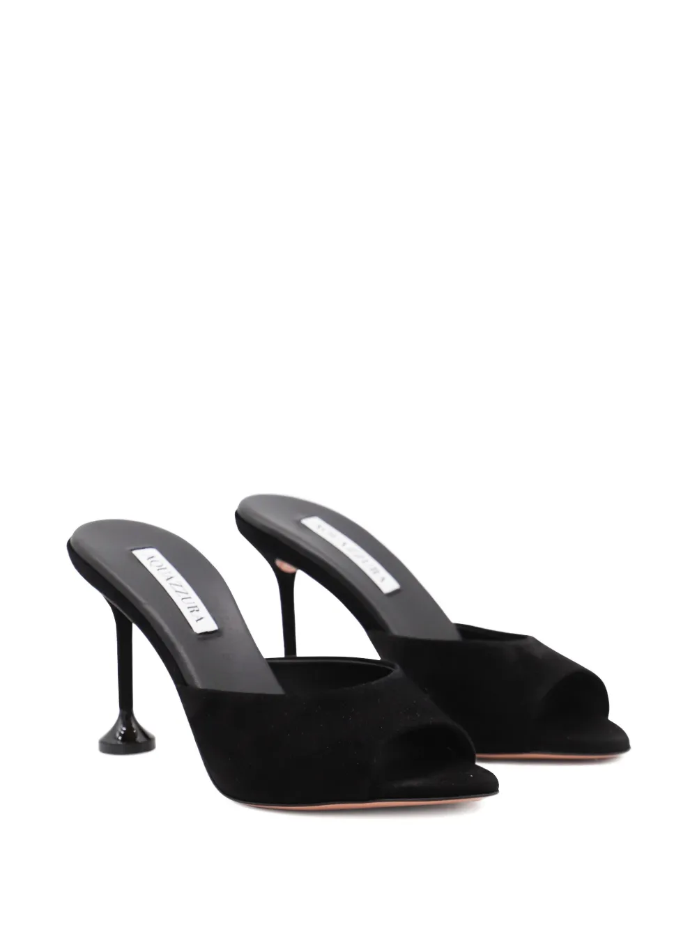 Босоножки на каблуке с открытым носком высотой 85 мм Aquazzura, черный — фото 2