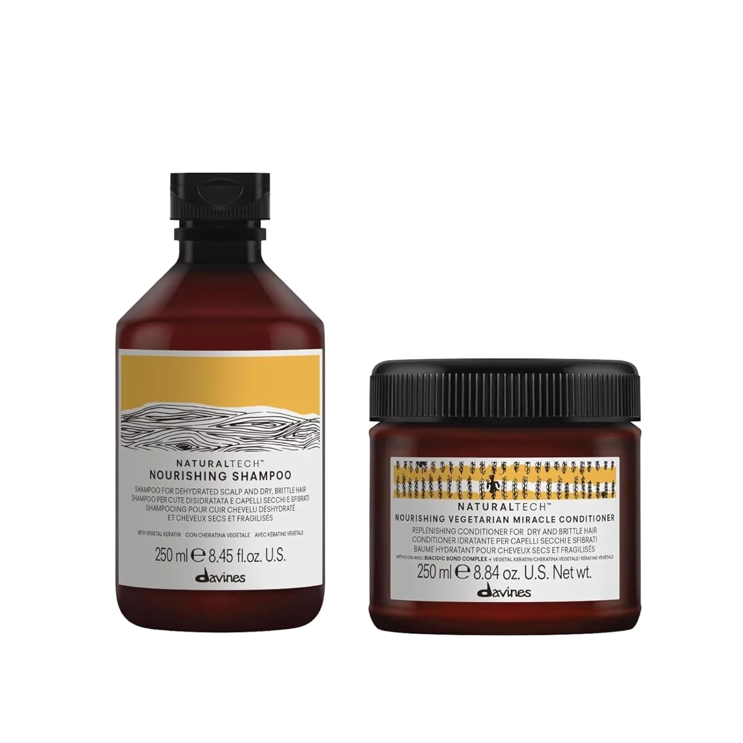 Питательный шампунь и кондиционер Davines Naturaltech: мягкое очищающее действие для обезвоженной, сухой и ломкой кожи головы, придает мягкость и блеск, увлажняет неструктурированные волосы.