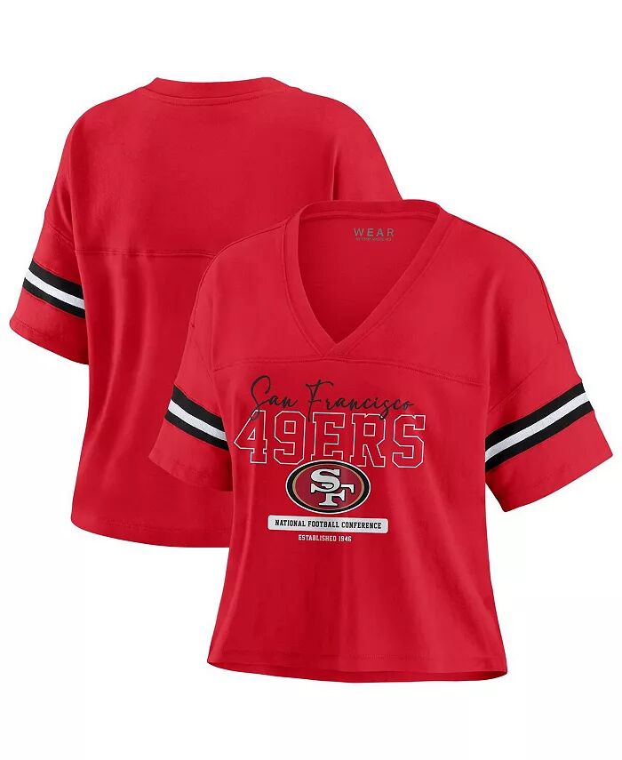 

Женская футболка Scarlet San Francisco 49ers Color Block с V-образным вырезом и свободным кроем WEAR by Erin Andrews