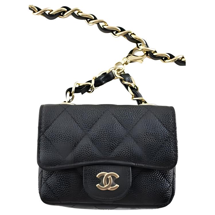 

CHANEL Мини поясная сумка Grain Calfskin для женщин Black