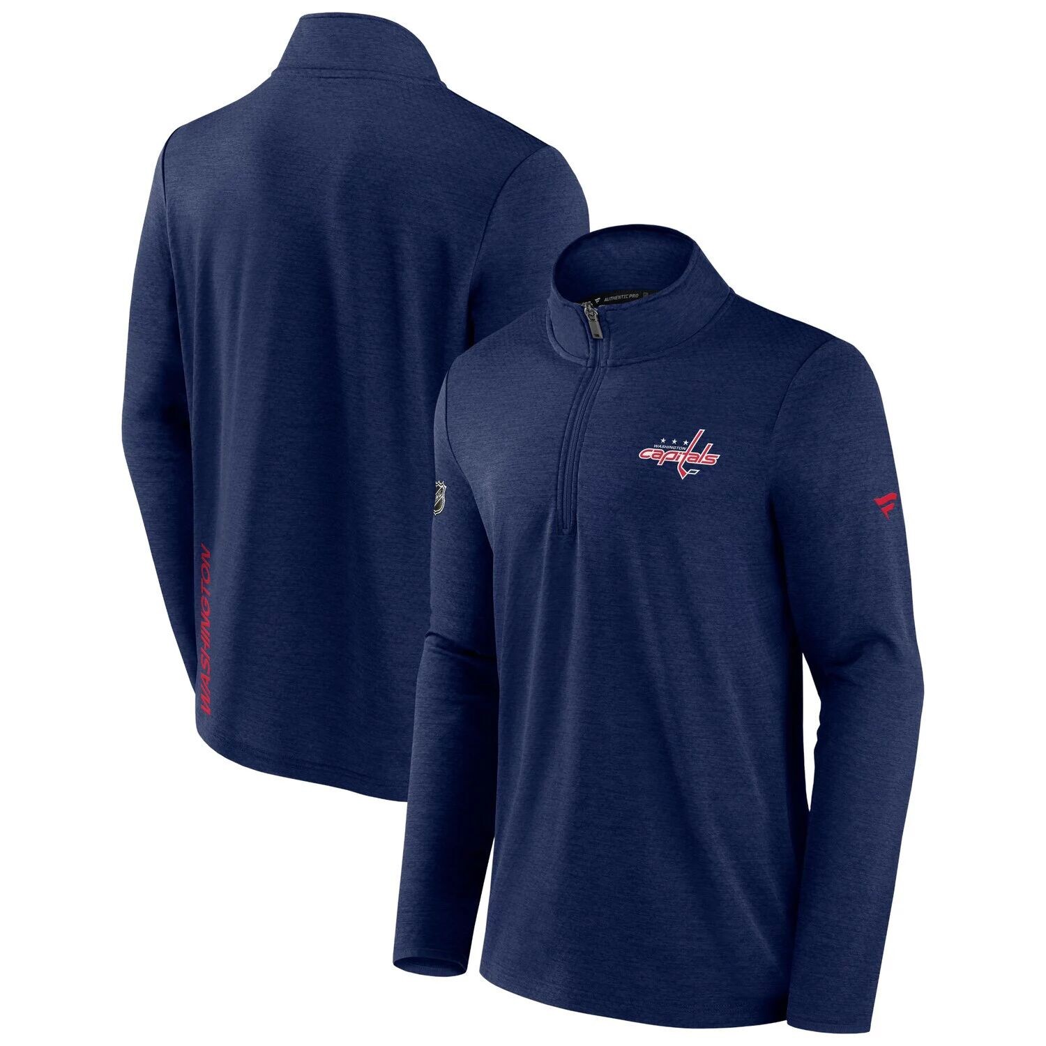 

Мужская фирменная куртка Heather Navy Washington Capitals Authentic Pro Rink с молнией на четверть Fanatics
