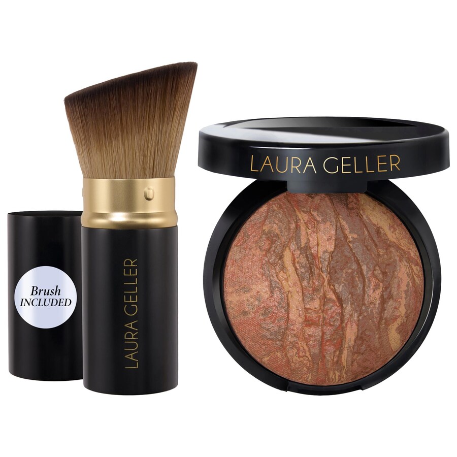 

Корректирующая запеченная пудра-основа Balance and Brighten + кисть кабуки Laura Geller, 0.32 oz/9 g, Deep