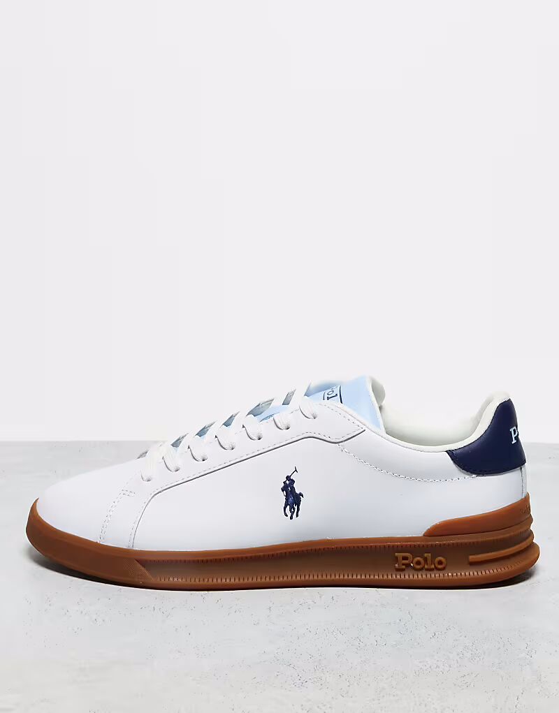 Кроссовки Polo Ralph Lauren Heritage Court Unisex белого цвета с резиновой подошвой и контрастным язычком