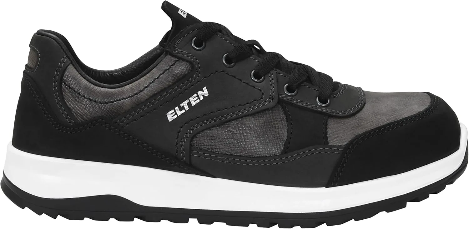 Защитные ботинки ELTEN Runaway Black Low ESD S3S, для мужчин и женщин, кожаные, со стальным защитным носком, легкие, спортивные, черный/серый — фото 2