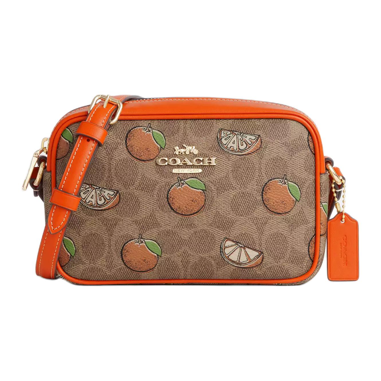 

COACH Сумка через плечо Jamie Coated Canvas, маленькая женская сумка через плечо, Gold & Tan