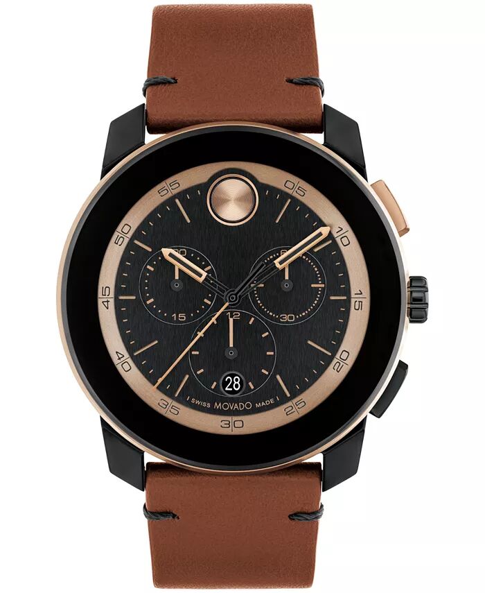 

Мужские часы Bold TR90 Swiss Quartz Chronograph с кожаным ремешком цвета коньяка 44 мм Movado