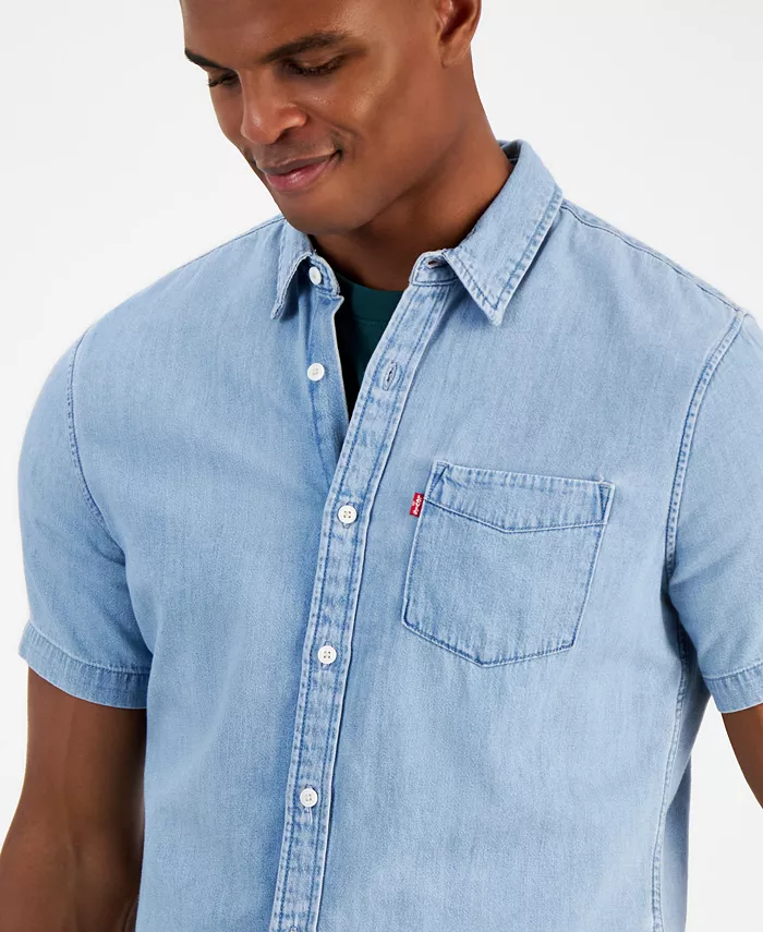 Мужская классическая рубашка с коротким рукавом и одним карманом, Regular Fit Levi's, синий — фото 4