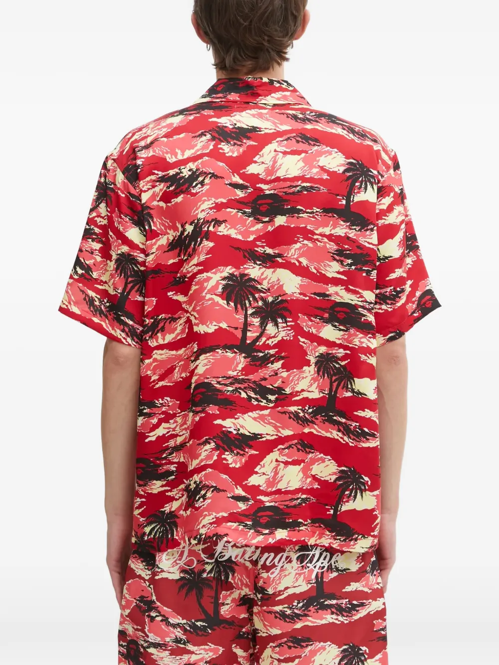 Рубашка с карманом и принтом в виде пальм A Bathing Ape, красный — фото 4