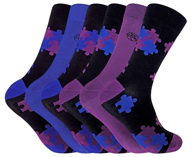 

6 пар мужских бамбуковых носков-пазлов Sock Snob, синий