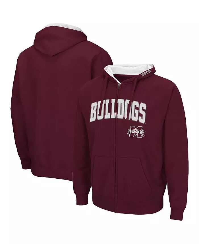 

Мужская темно-бордовая толстовка с капюшоном Mississippi State Bulldogs Arch Logo 3.0 с застежкой-молнией Colosseum