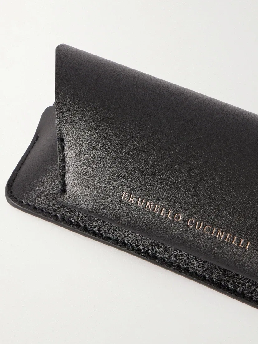 Кожаный футляр для очков Brunello Cucinelli, черный — фото 3