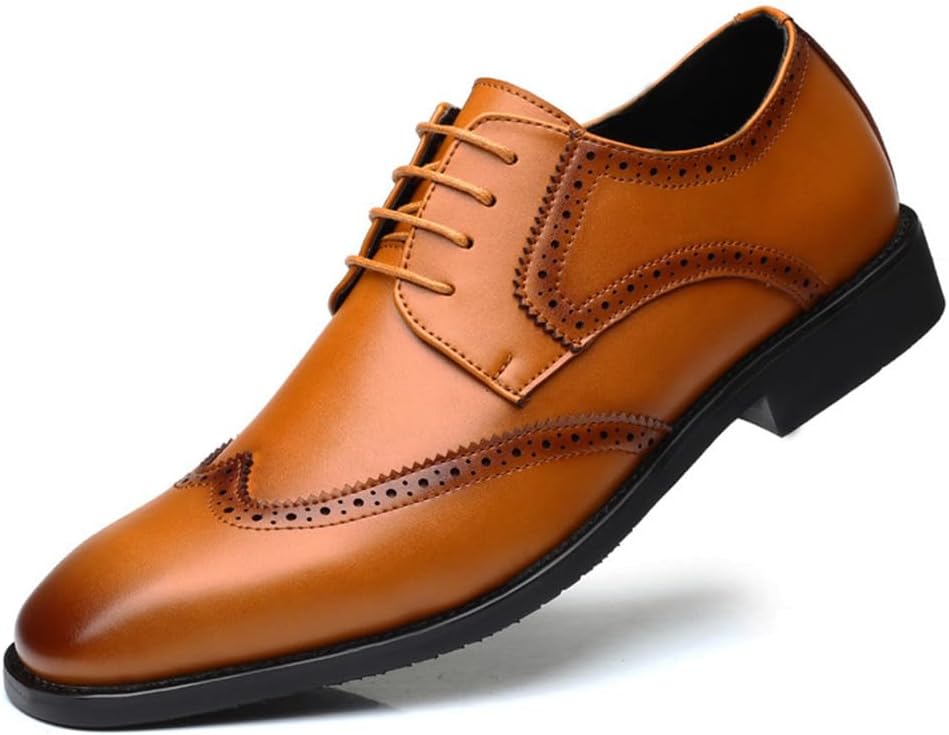 

Мужские классические формальные туфли KYOESCAI с шнуровкой Оксфорд для мужчин, броги, дерби, деловые, свадебные, под костюм или смокинг, коричневый