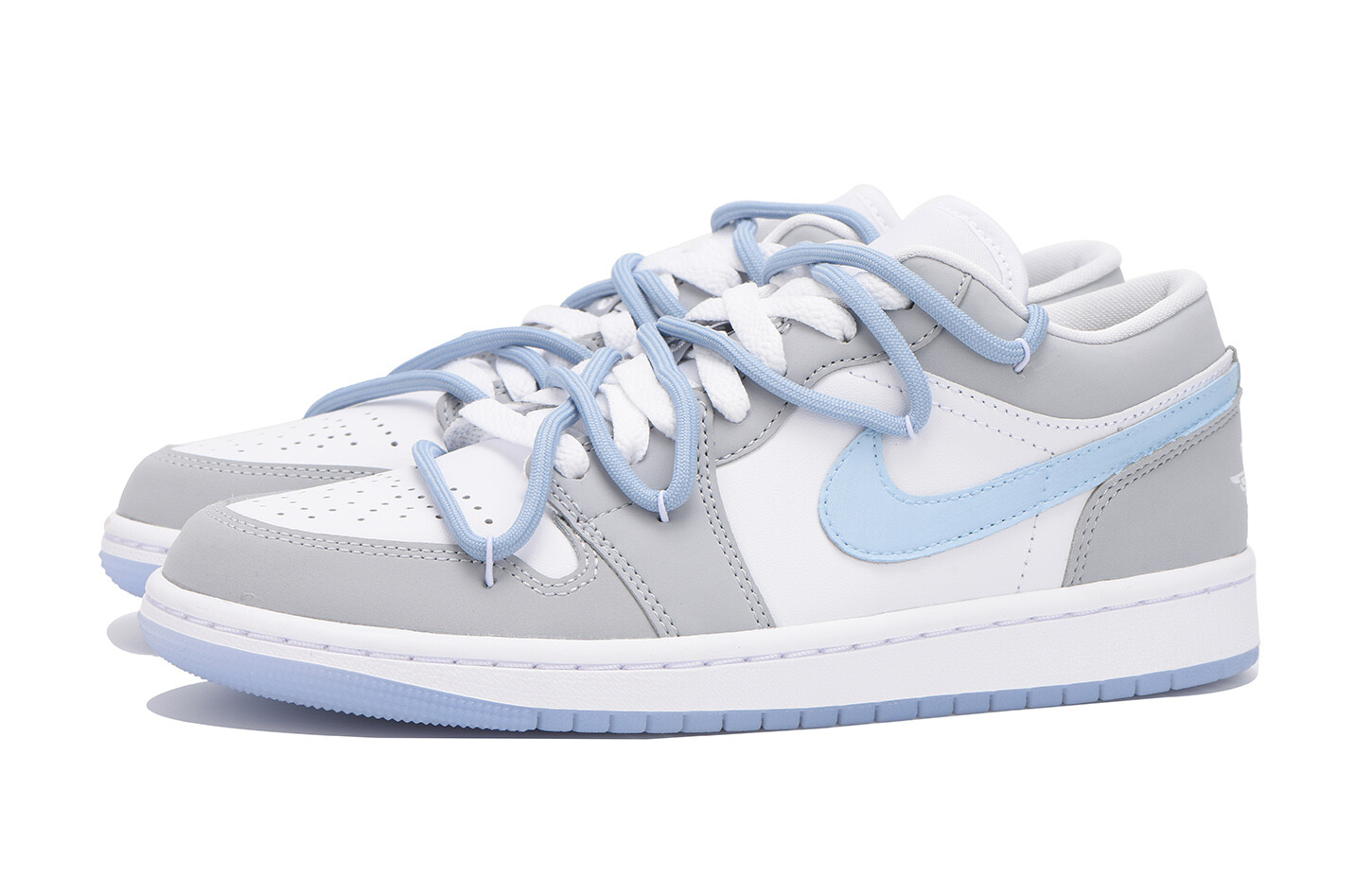 Кроссовки Air Jordan 1 Vintage Basketball Shoes Women's Low-top Blue, светло-серый — фото 3
