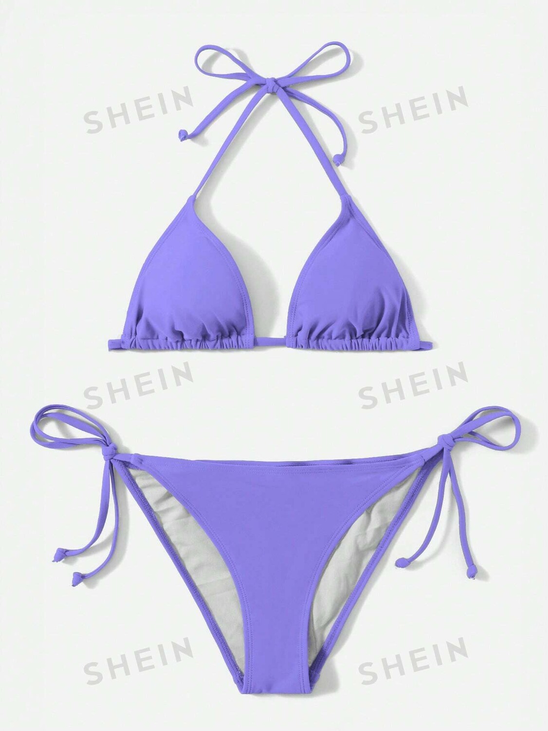 

Купальник Shein Swim Vcay с цветочной текстурой и вырезом через шею, фиолетовый