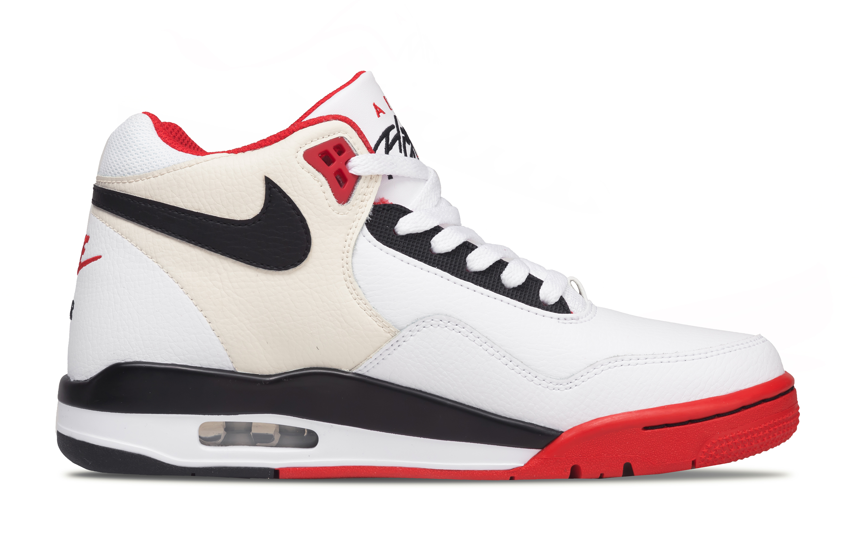 Nike Кроссовки для баскетбола Unisex Mid top Vintage с амортизацией Flight Legacy, устойчивые к истиранию, цвет Red White Black — фото 3