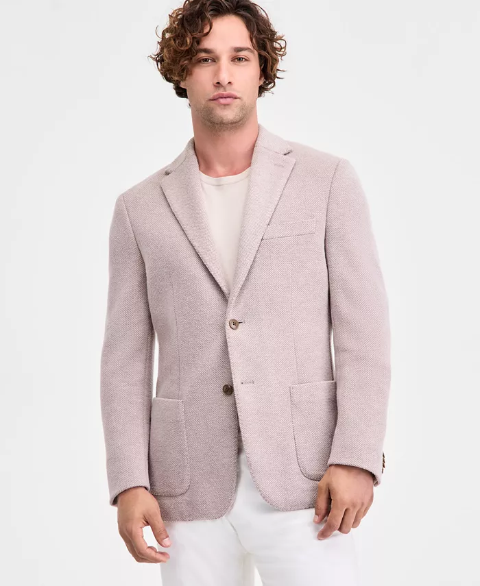 

Мужской спортивный пиджак классического кроя из эластичного трикотажа овсяного цвета Michael Kors, коричневый/бежевый