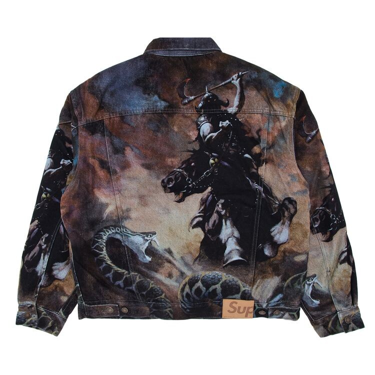 Куртка Supreme x Frank Frazetta Faux Shearling Lined Trucker Jacket Multicolor, разноцветный — фото 2