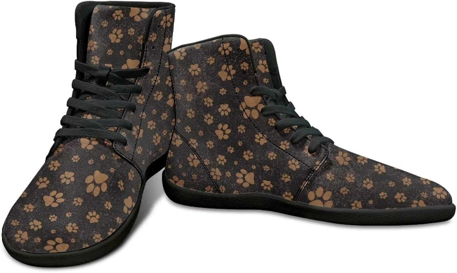 

Высокие кроссовки без подъема пятки с принтом лап собак - беговые кроссовки из искусственной кожи, мужские многоцветные повседневные спортивные кроссовки Watdotory, Brown Dog Paws Print