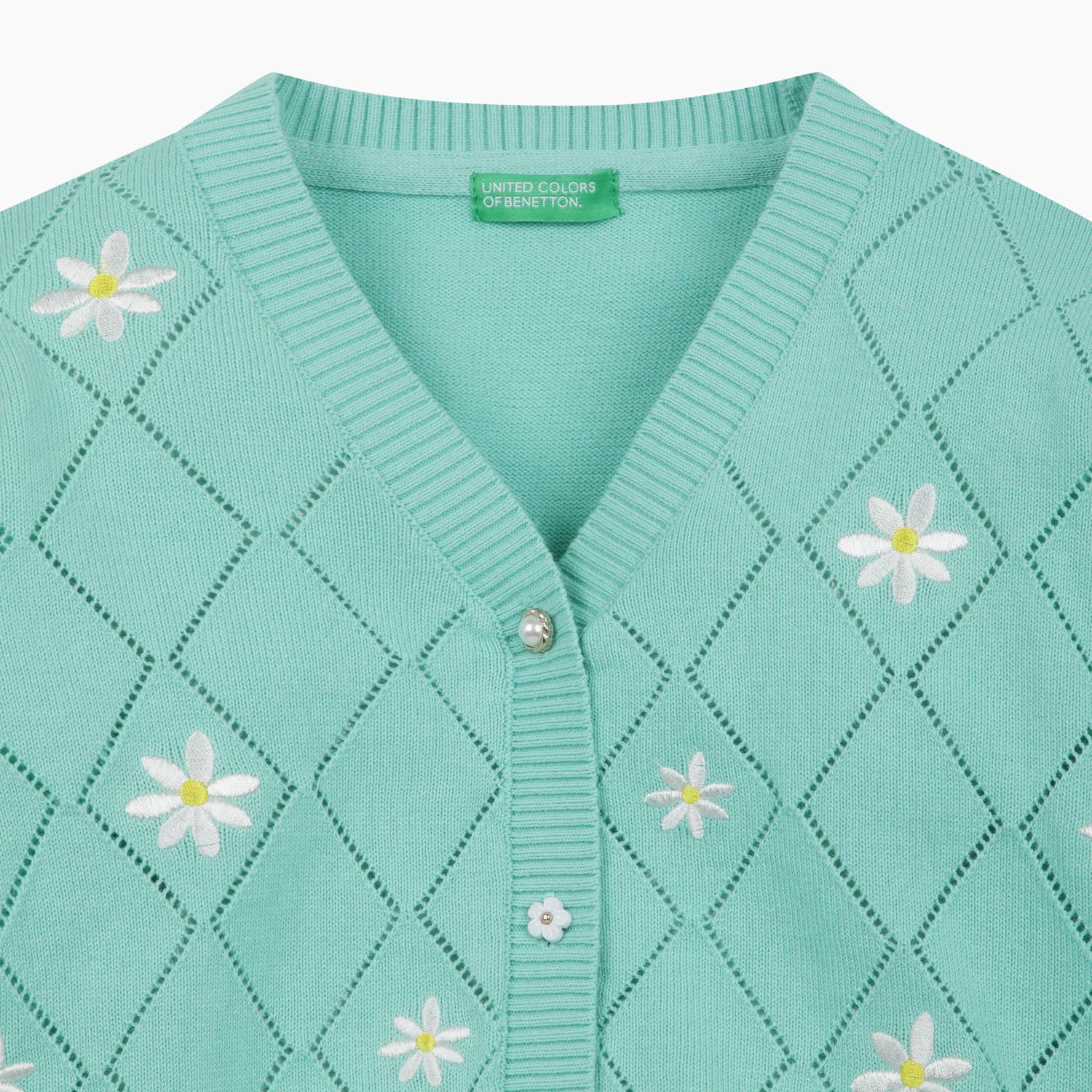 Детский зелёный кардиган Daisy Picnic от Benetton Kids — фото 3