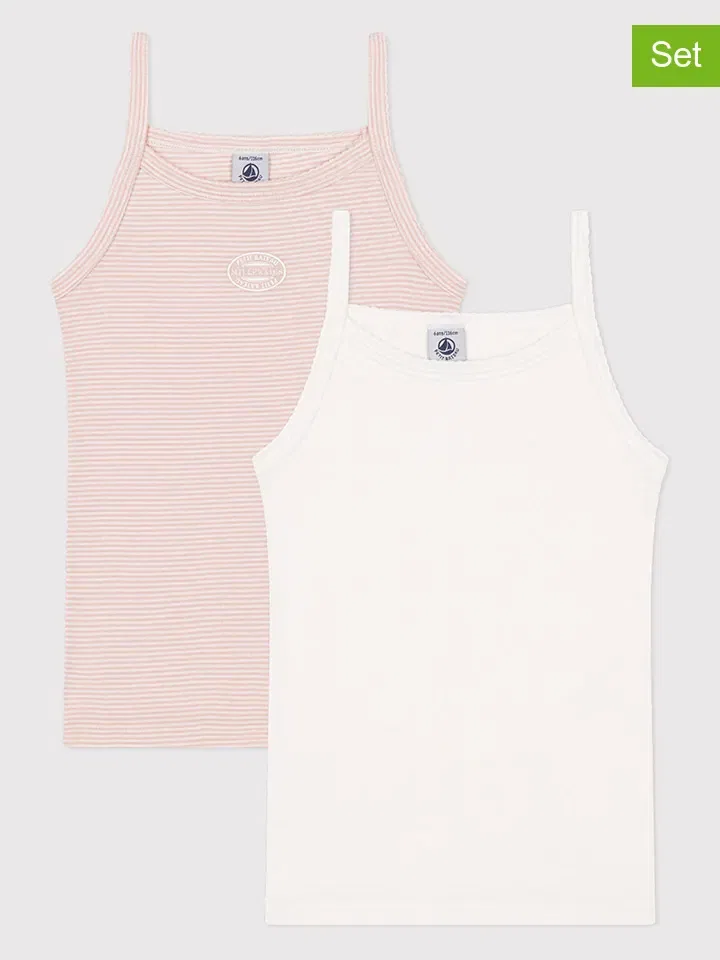 Набор детских маек, хлопок, PETIT BATEAU, розовый/белый