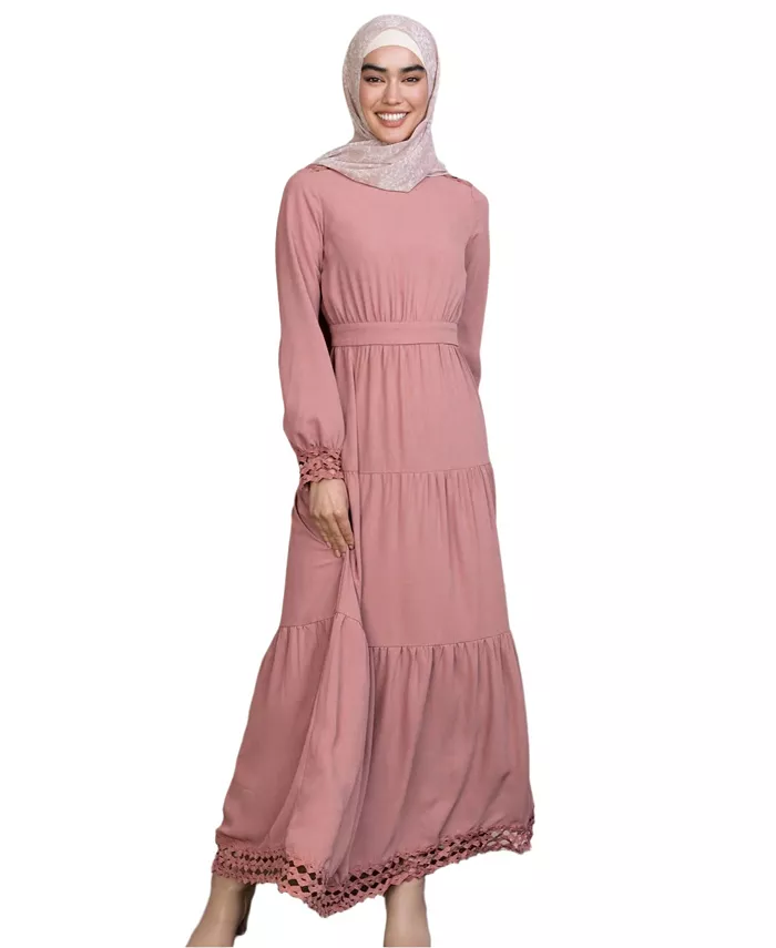 

Женское макси-платье Abaya с решетчатым узором Urban Modesty, розовый