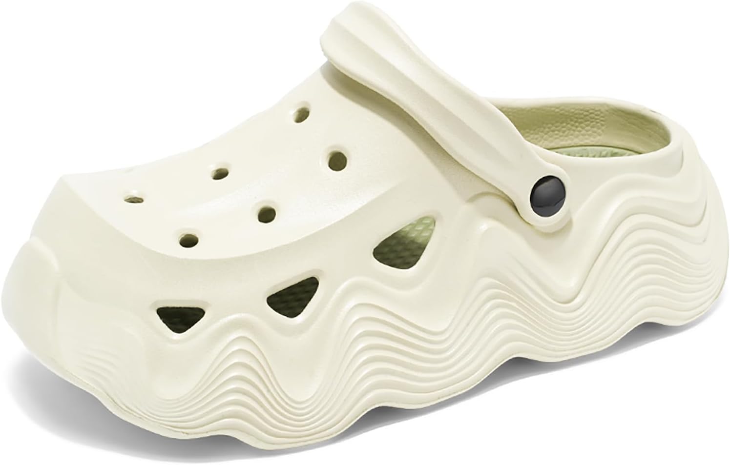 

Женские и мужские кломпы-мюли на платформе с волнообразной подошвой EVA, удобные, с регулируемым задним ремешком, без застежек Twodnawk, бежевый