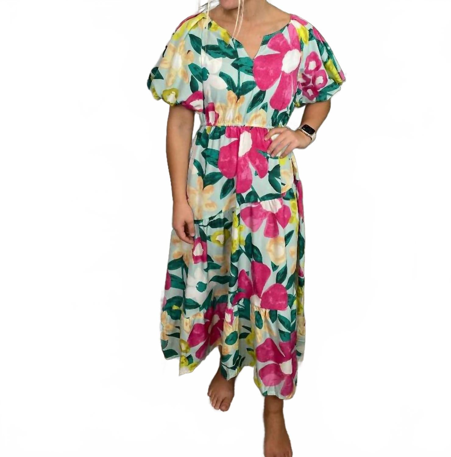 

Весеннее цветочное платье миди в мульти Umgee