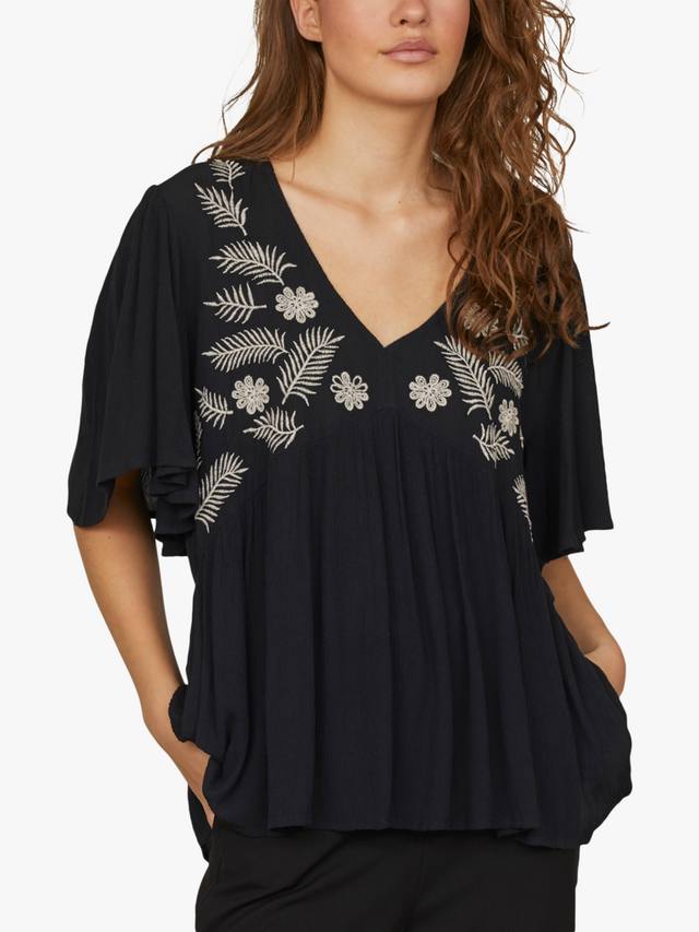 

Inza топ с вышивкой в цветочном стиле Sisters Point, Black/Multi