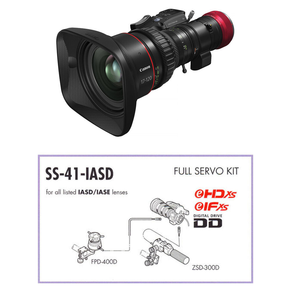 

Зум-объектив Canon Cine-Servo 17-120mm T2.95-3.9 с полным комплектом сервопривода SS-41-IASD (Canon RF)