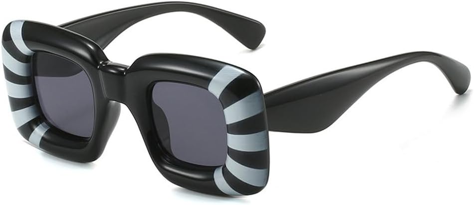 

Ретро-солнцезащитные очки с металлическими шарнирами, конфетного цвета, толстые линзы, модные для женщин и мужчин, защита от УФ-излучения UV400 HVTVTLA, Black White Grey