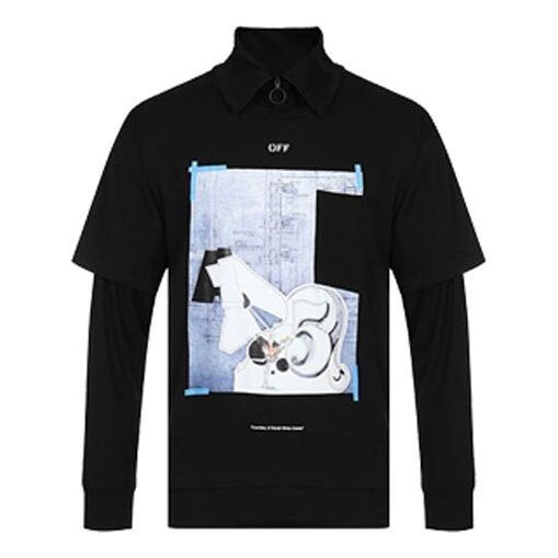 

Футболка pattern printing zipper lapel long sleeves Off-White, черный