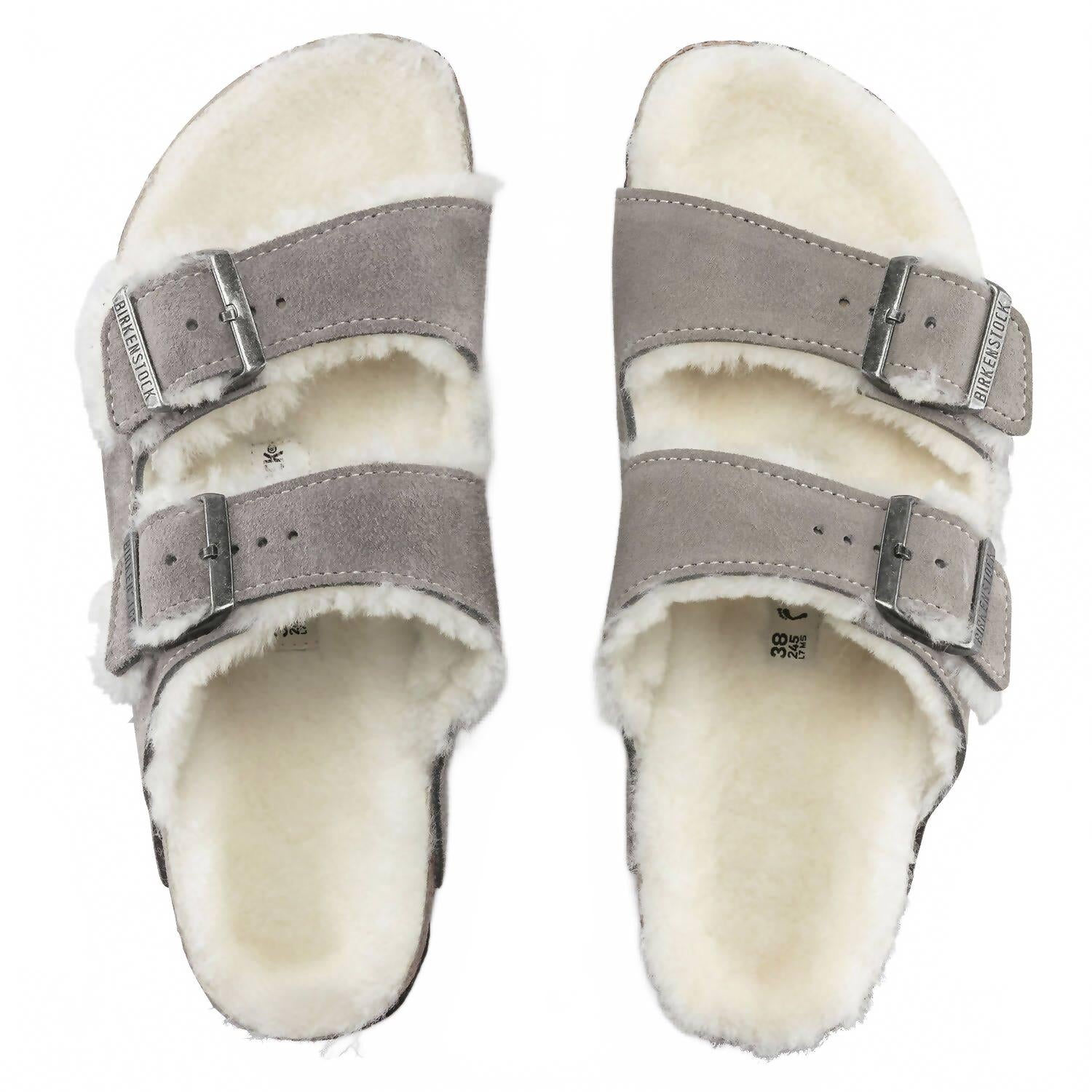 Women's Arizona Fur Shearling Sandal In Stone Birkenstock, Stone — фото 2
