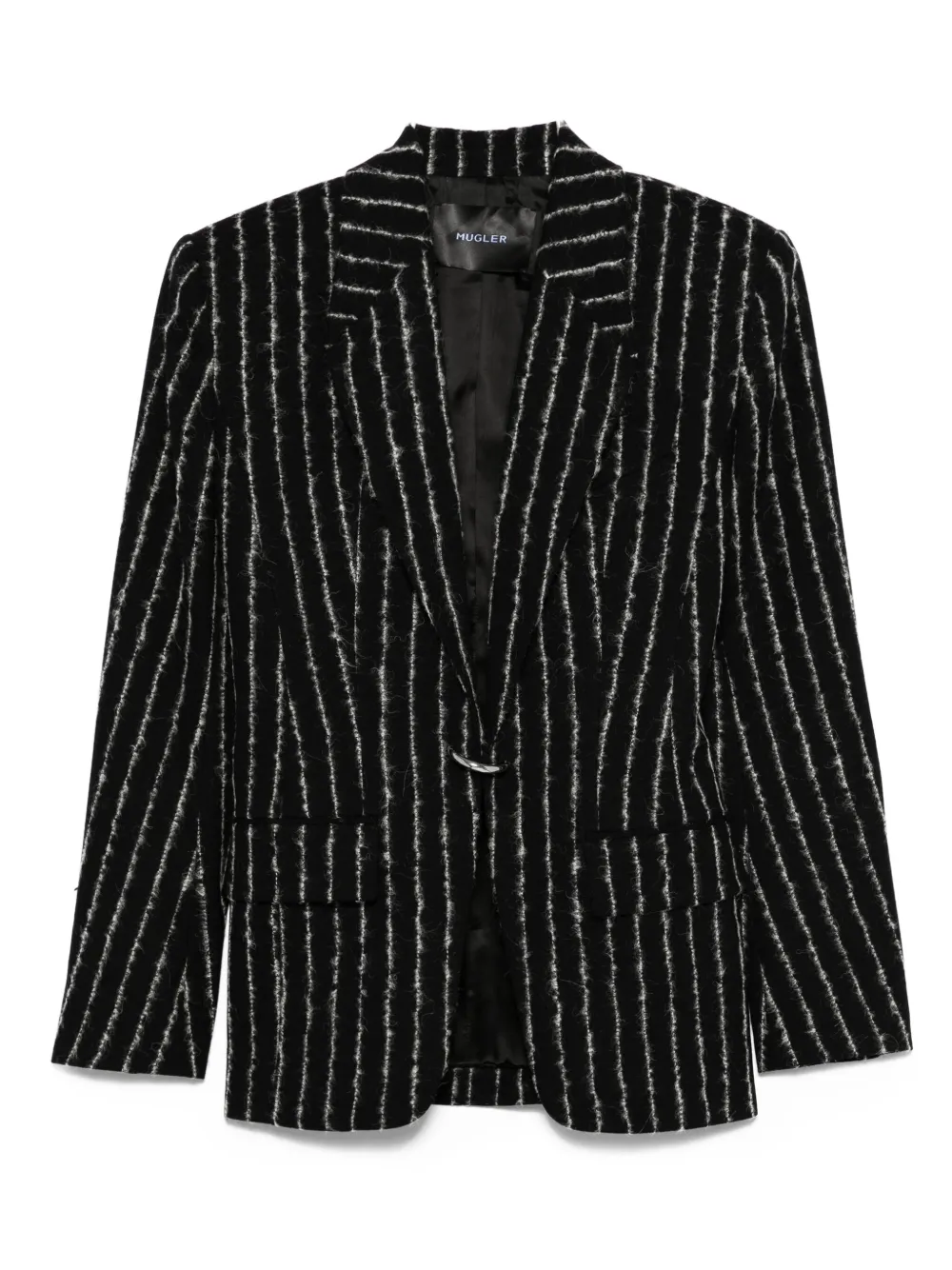 

Шерстяной жакет в тонкую полоску Mugler, черный