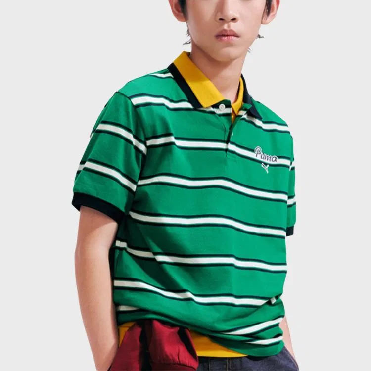 Детская футболка с отложным воротником PUMA, Green Tone 00344 — фото 3