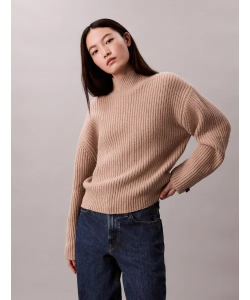 

Шерстяная полуводолазка Relaxed fit Calvin Klein Jeans, бежевый