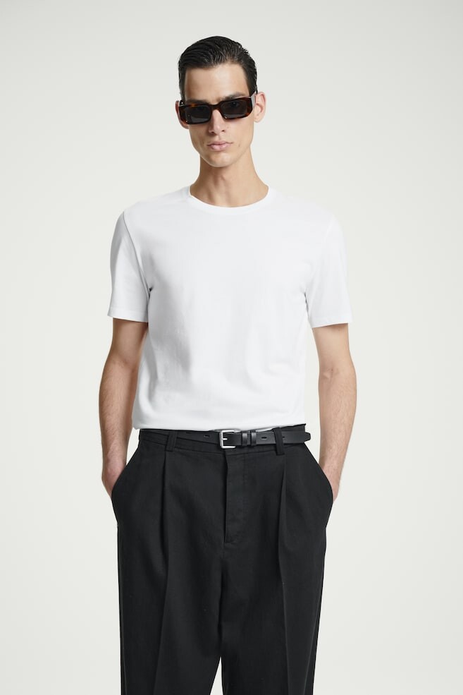 

Хлопковая футболка обычного кроя Cos, белый