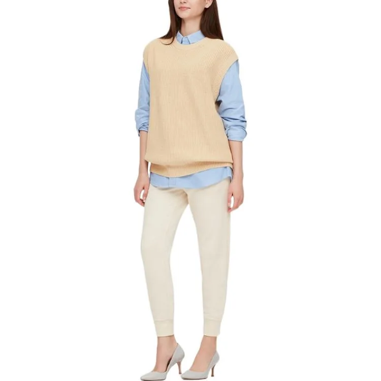 UNIQLO Футболка-майка унисекс цвета экрю с круглым вырезом — фото 3