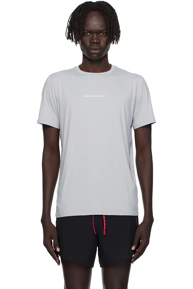 

District Vision Серая ультралегкая футболка с коротким рукавом и принтом алоэ