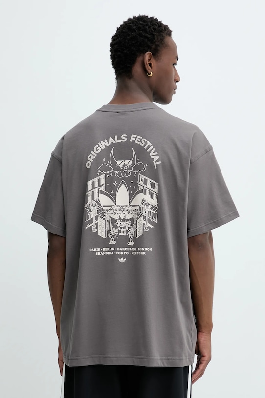 

Хлопковая футболка Street Band Tee Adidas Originals, коричневый